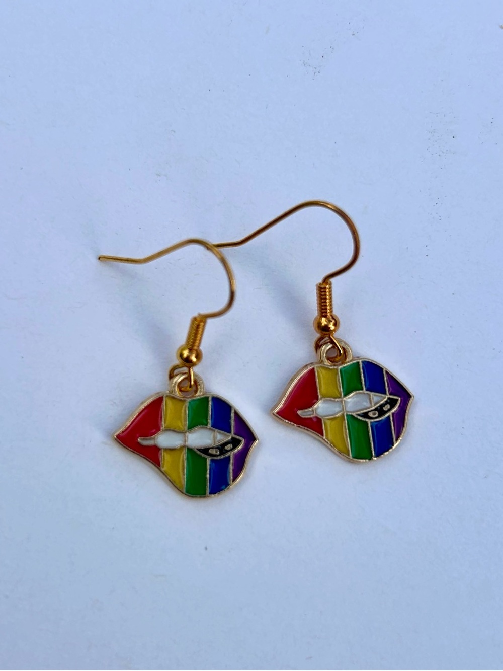 Pride Rainbow Lip Enamel Drop Earrings
